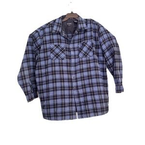 John Blair Mens 2XLT Blue Plaid  Unlined Flannel Shirt Jacket‎